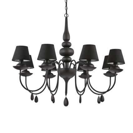 Ideal Lux - Suspension chaîne BLANCHE 8xE14/40W/230V d. 92 cm noir