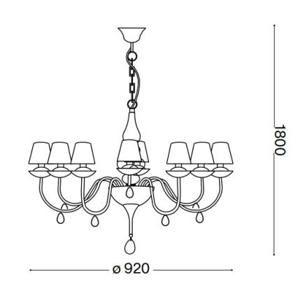Ideal Lux - Suspension chaîne BLANCHE 8xE14/40W/230V d. 92 cm noir
