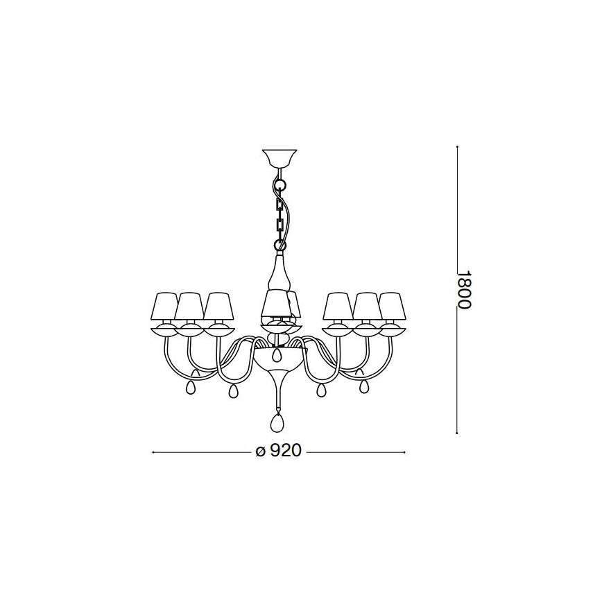 Ideal Lux - Suspension chaîne BLANCHE 8xE14/40W/230V d. 92 cm noir