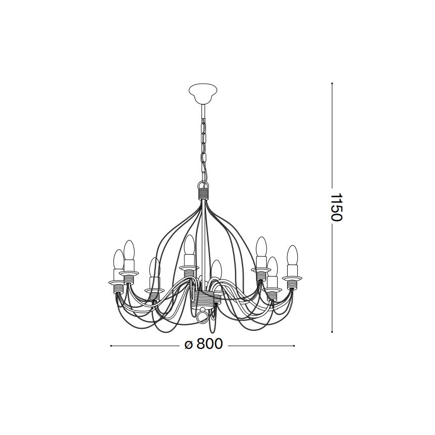 Ideal Lux - Suspension chaîne CORTE 8xE14/40W/230V d. 80 cm cuivre