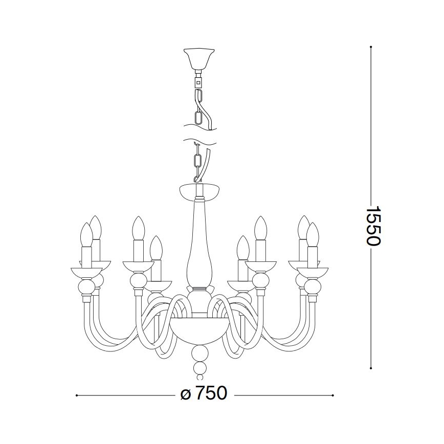 Ideal Lux - Suspension chaîne DOGE 9xE14/40W/230V d. 75 cm chrome brillant