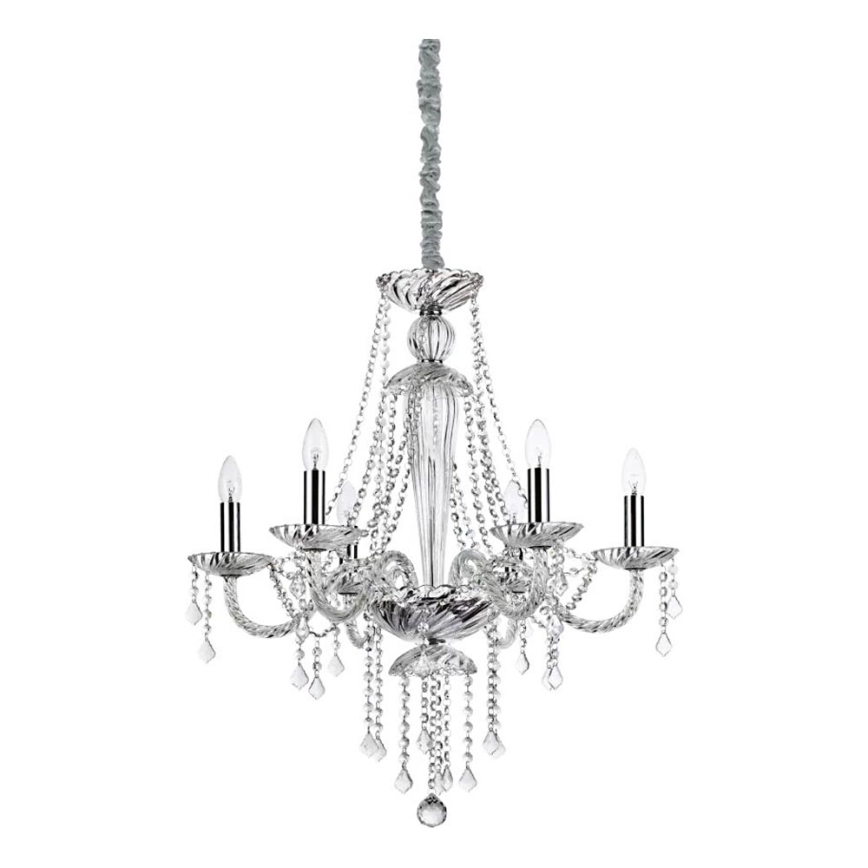 Ideal Lux - Suspension chaîne en cristal AMADEUS 6xE14/40W/230V d. 67 cm transparent