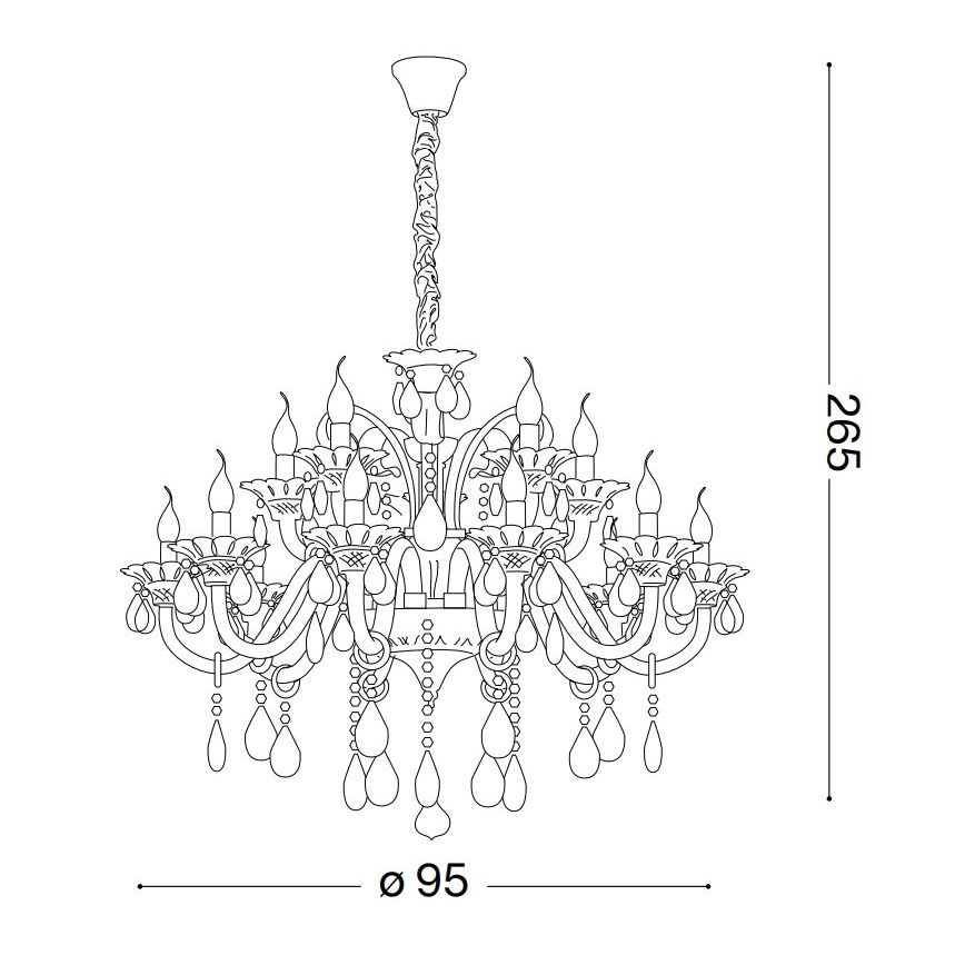 Ideal Lux - Suspension chaîne en cristal COLOSSAL 15xE14/40W/230V d. 95 cm transparent/chrome brillant