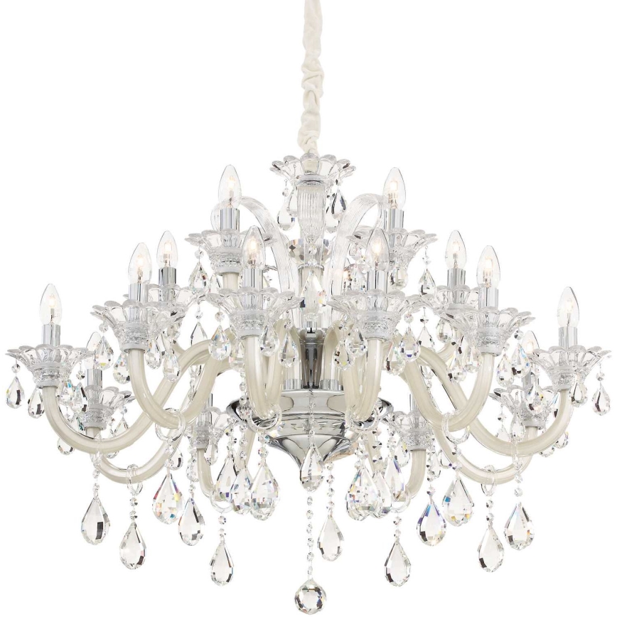 Ideal Lux - Suspension chaîne en cristal COLOSSAL 15xE14/40W/230V d. 95 cm crème/chrome brillant