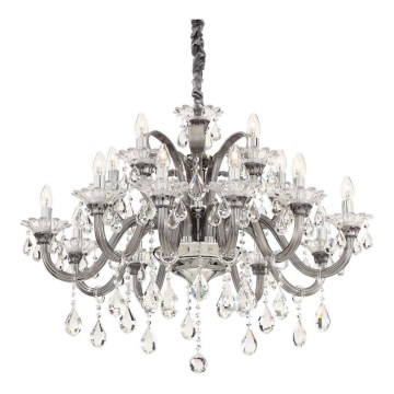 Ideal Lux - Suspension chaîne en cristal COLOSSAL 15xE14/40W/230V d. 95 cm gris/chrome brillant