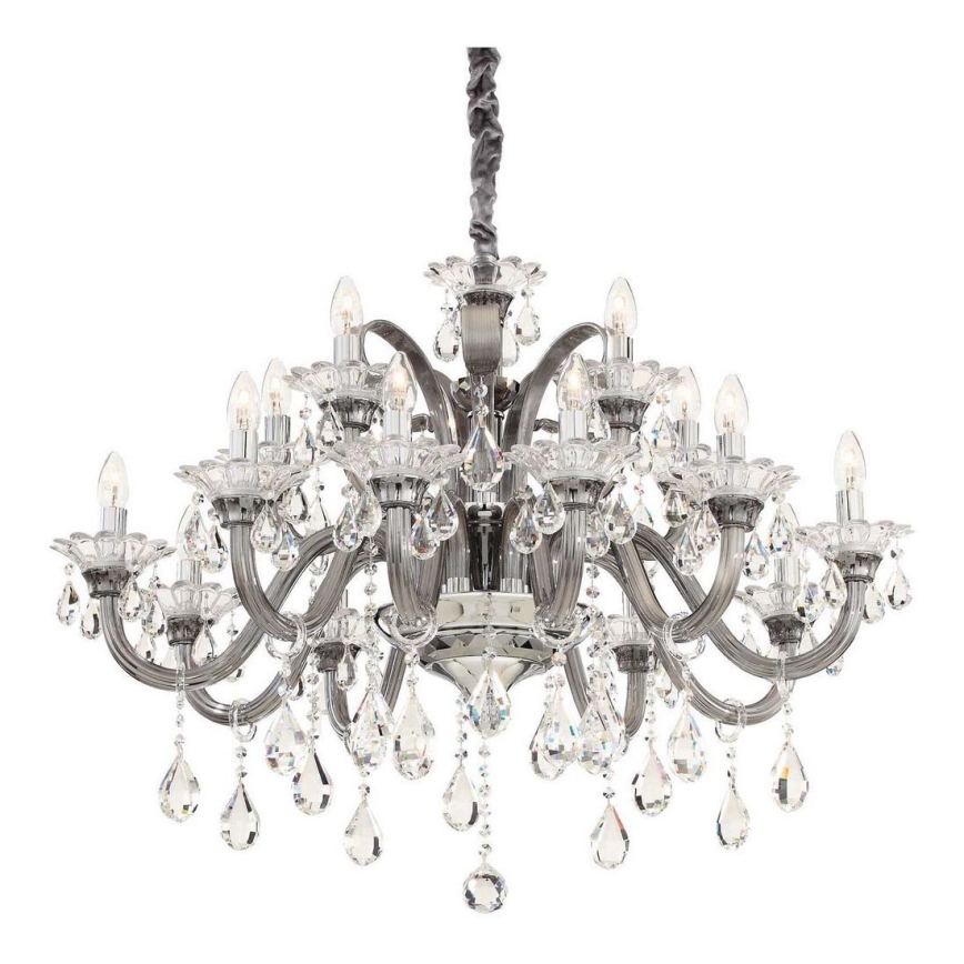 Ideal Lux - Suspension chaîne en cristal COLOSSAL 15xE14/40W/230V d. 95 cm gris/chrome brillant