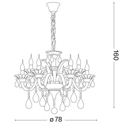 Ideal Lux - Suspension chaîne en cristal COLOSSAL 8xE14/40W/230V d. 78 cm gris/chrome brillant