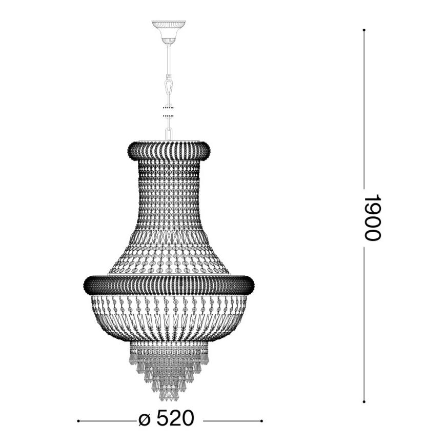 Ideal Lux - Suspension chaîne en cristal DUBAI 10xE14/28W/230V d. 52 cm chrome brillant