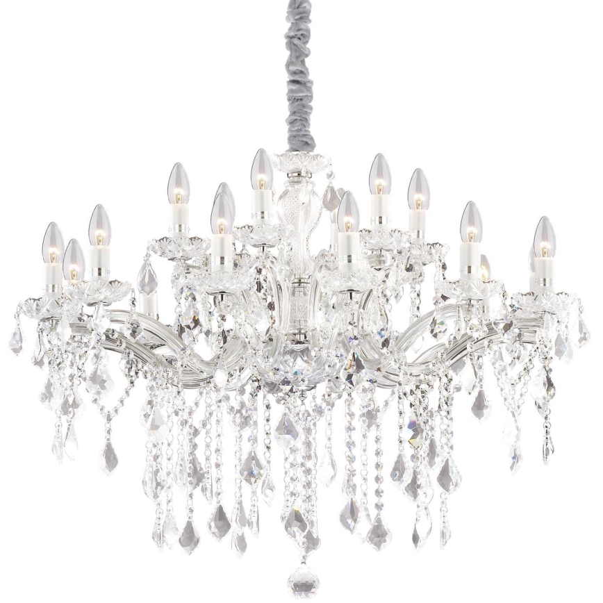 Ideal Lux - Suspension chaîne en cristal FLORIAN 18xE14/40W/230V d. 86 cm transparent