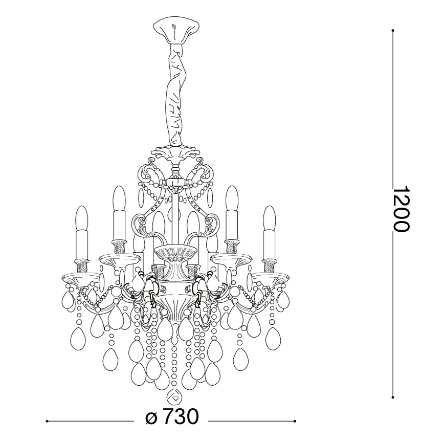 Ideal Lux - Suspension chaîne en cristal GIOCONDA 8xE14/40W/230V d. 73 cm argent