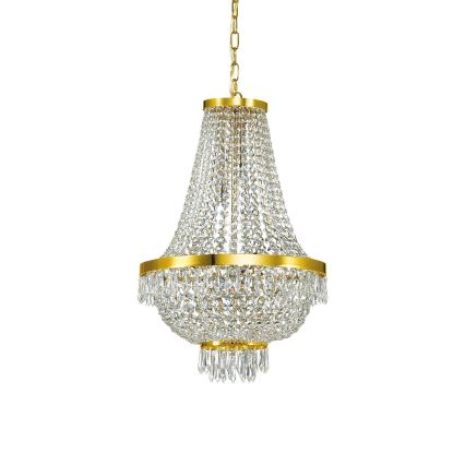 Ideal Lux - Suspension chaîne en cristal LED CAESAR 9xG9/3W/230V d. 45 cm doré