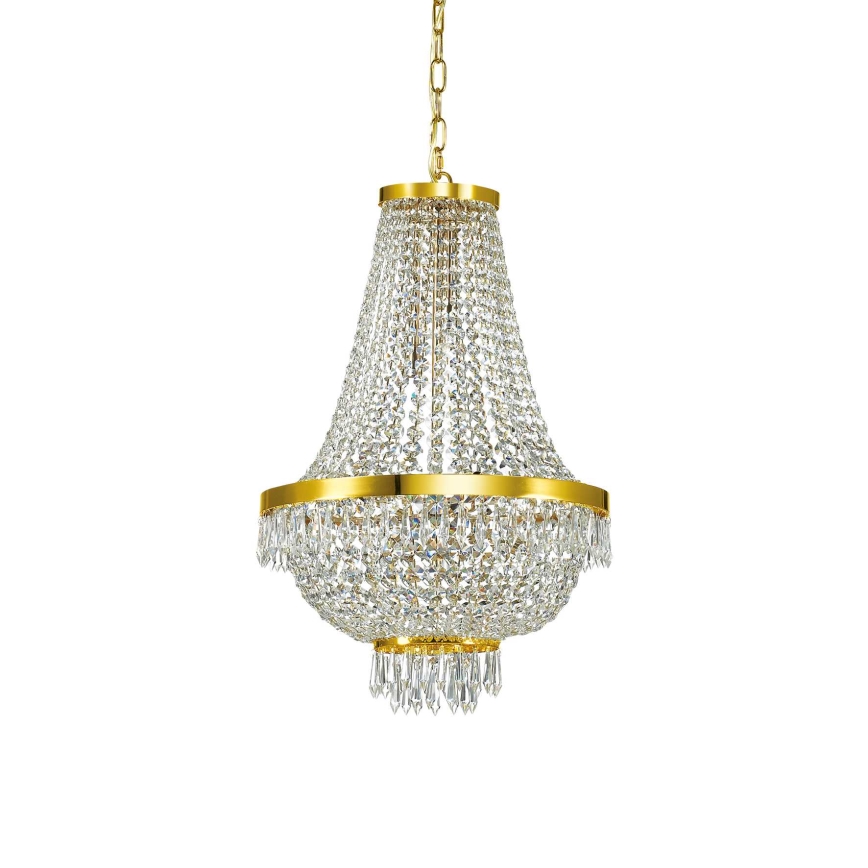 Ideal Lux - Suspension chaîne en cristal LED CAESAR 9xG9/3W/230V d. 45 cm doré