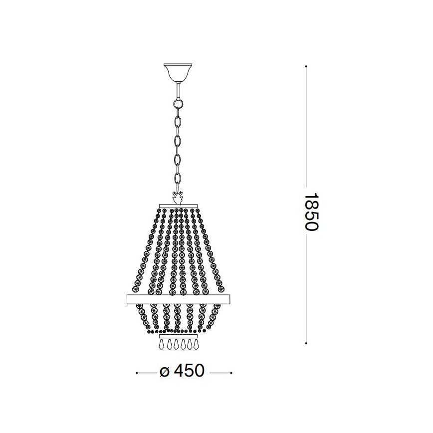 Ideal Lux - Suspension chaîne en cristal LED CAESAR 9xG9/3W/230V d. 45 cm doré