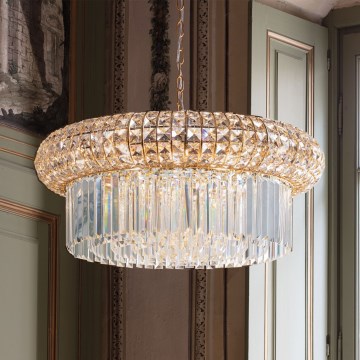 Ideal Lux - Suspension chaîne en cristal NABUCCO 16xE14/40W/230V d. 70 cm doré