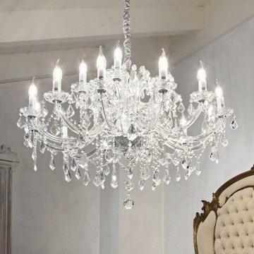 Ideal Lux - Suspension chaîne en cristal NAPOLEON 18xE14/40W/230V d. 96 cm chrome brillant