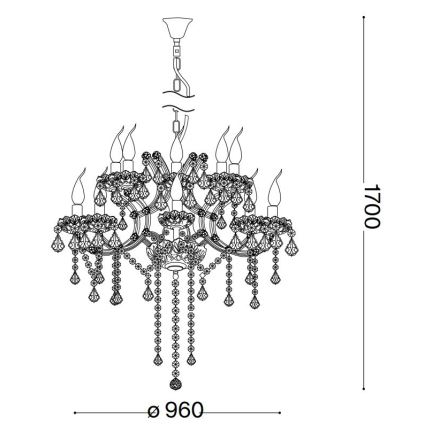 Ideal Lux - Suspension chaîne en cristal NAPOLEON 18xE14/40W/230V d. 96 cm chrome brillant