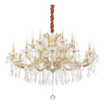 Ideal Lux - Suspension chaîne en cristal NAPOLEON 18xE14/40W/230V d. 96 cm doré
