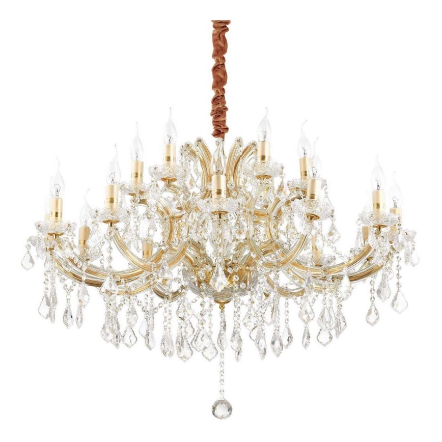 Ideal Lux - Suspension chaîne en cristal NAPOLEON 18xE14/40W/230V d. 96 cm doré