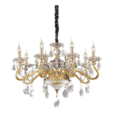 Ideal Lux - Suspension chaîne en cristal NEGRESCO 8xE14/28W/230V d. 73,5 cm doré
