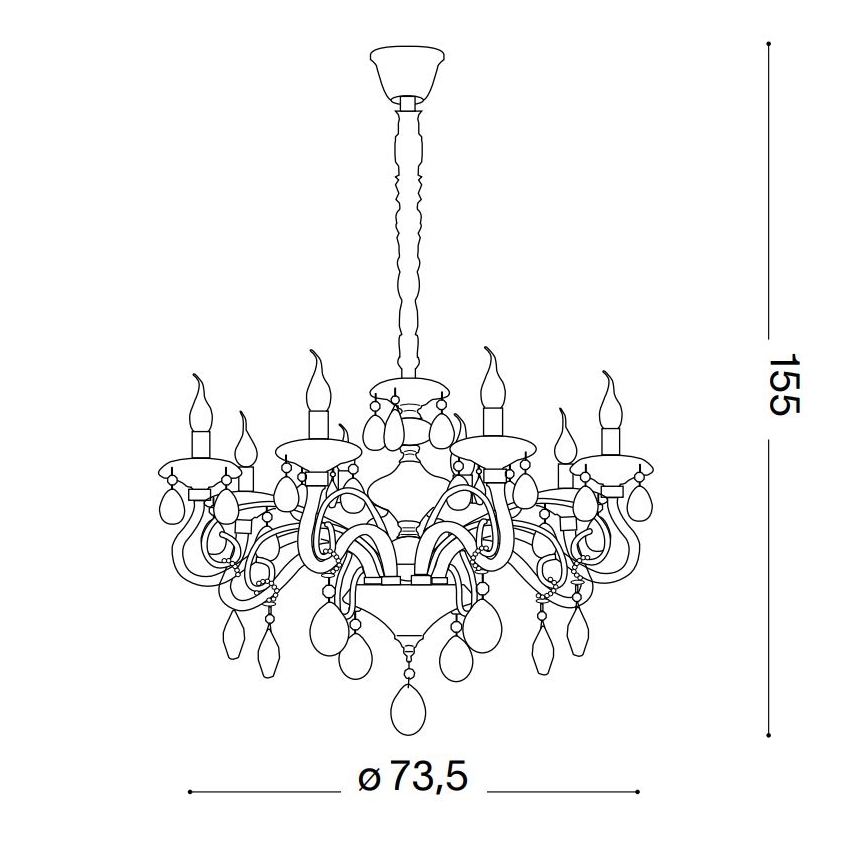 Ideal Lux - Suspension chaîne en cristal NEGRESCO 8xE14/28W/230V d. 73,5 cm doré