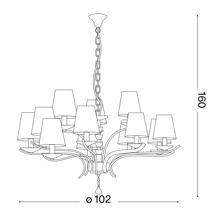 Ideal Lux - Suspension chaîne en cristal PEGASO 12xE14/28W/230V d. 102 cm doré