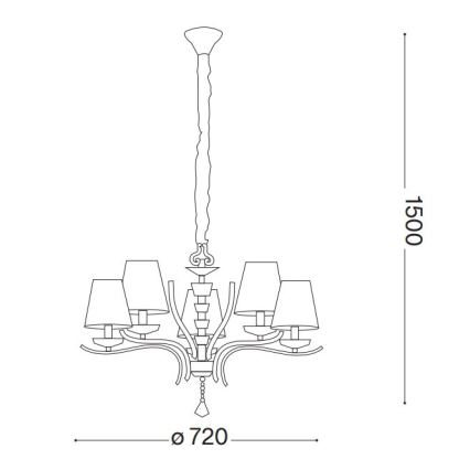 Ideal Lux - Suspension chaîne en cristal PEGASO 5xE14/28W/230V d. 72 cm doré