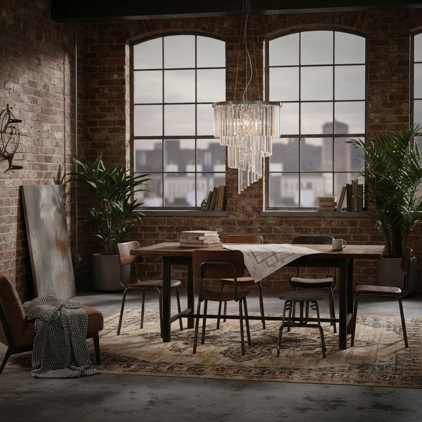 Ideal Lux - Suspension filaire en cristal CARLTON 12xE14/40W/230V d. 50 cm chrome brillant