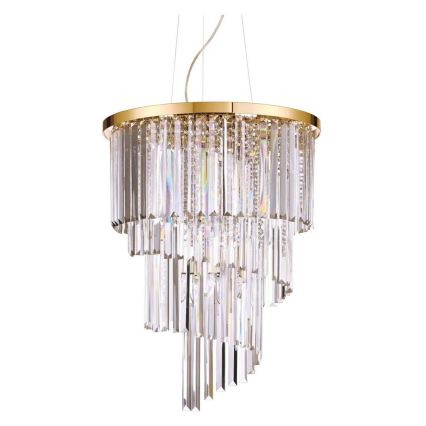 Ideal Lux - Suspension filaire en cristal CARLTON 12xE14/40W/230V d. 50 cm doré