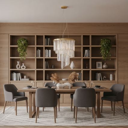 Ideal Lux - Suspension filaire en cristal CARLTON 12xE14/40W/230V d. 50 cm doré