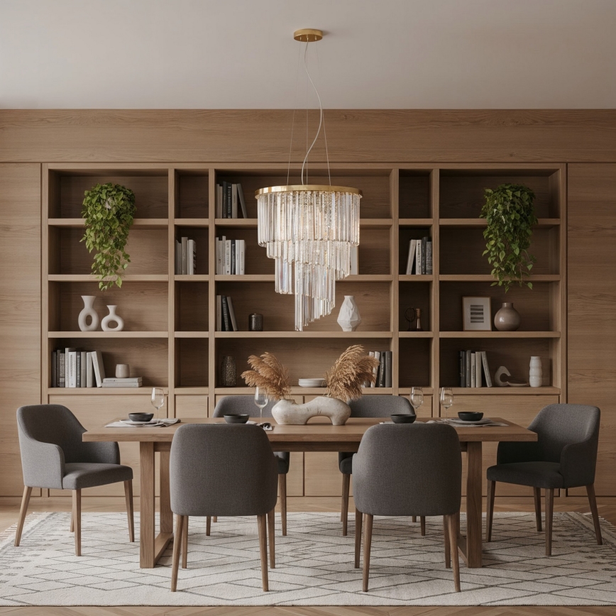 Ideal Lux - Suspension filaire en cristal CARLTON 12xE14/40W/230V d. 50 cm doré