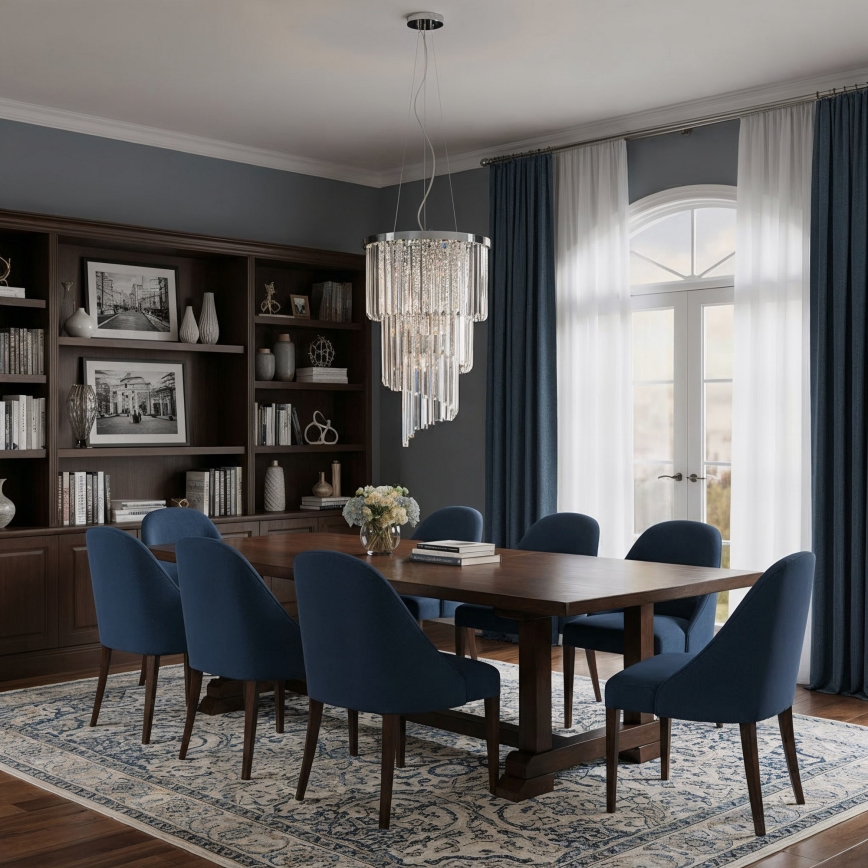 Ideal Lux - Suspension filaire en cristal CARLTON 8xE14/40W/230V d. 40 cm chrome brillant