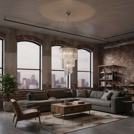 Ideal Lux - Suspension filaire en cristal CARLTON 8xE14/40W/230V d. 40 cm chrome brillant