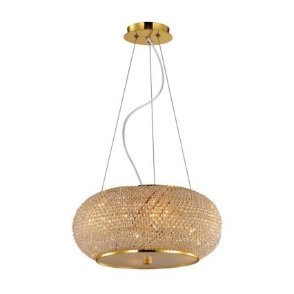 Ideal Lux - Suspension filaire en cristal PASHA 14xE14/40W/230V d. 65 cm doré
