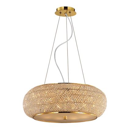 Ideal Lux - Suspension filaire en cristal PASHA 14xE14/40W/230V d. 65 cm doré