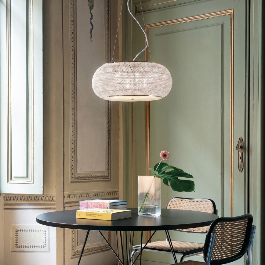 Ideal Lux - Suspension filaire en cristal PASHA 6xE14/40W/230V d. 40 cm doré