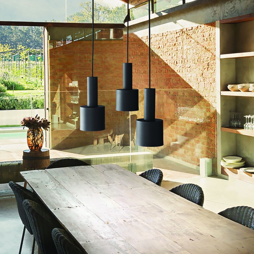 Ideal Lux - Suspension filaire HOLLY 1xE27/60W/230V d. 12 cm noir
