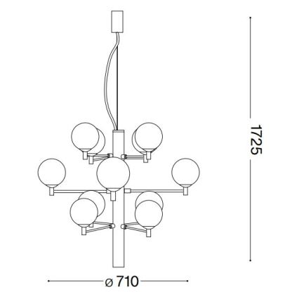 Ideal Lux - Suspension filaire LED COPERNICO 12xG9/3W/230V d. 71 cm noir