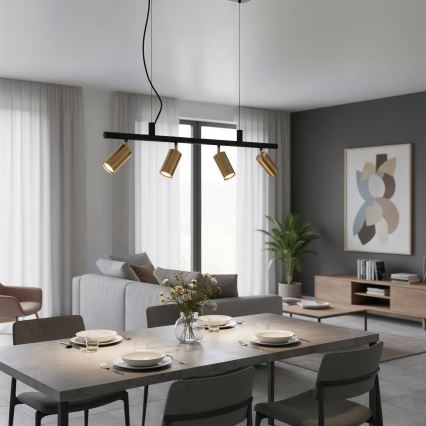 Ideal Lux - Suspension filaire LED DYNAMITE 4xGU10/7W/230V CRI 90 noir/laiton