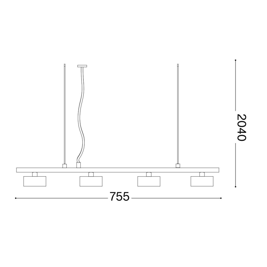Ideal Lux - Suspension filaire LED MINOR 4xGX53/9W/230V 75,5 cm noir