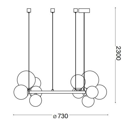 Ideal Lux - Suspension filaire LED PERLAGE 11xG9/3W/230V d. 73 cm doré/fumé