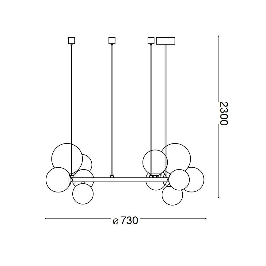 Ideal Lux - Suspension filaire LED PERLAGE 11xG9/3W/230V d. 73 cm doré/fumé