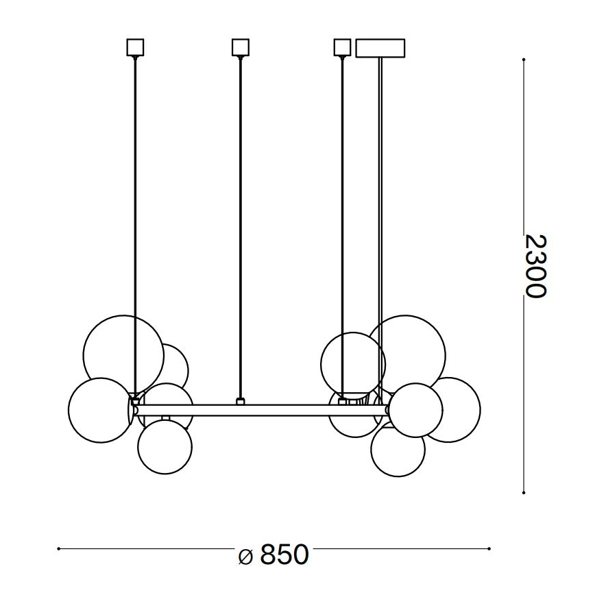 Ideal Lux - Suspension filaire LED PERLAGE 14xG9/3W/230V d. 85 cm doré/blanc