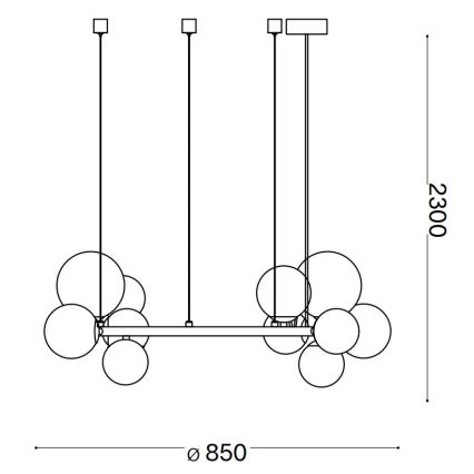 Ideal Lux - Suspension filaire LED PERLAGE 14xG9/3W/230V d. 85 cm doré/fumé