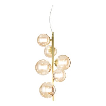 Ideal Lux - Suspension filaire LED PERLAGE 6xG9/3W/230V d. 26 cm doré/fumé