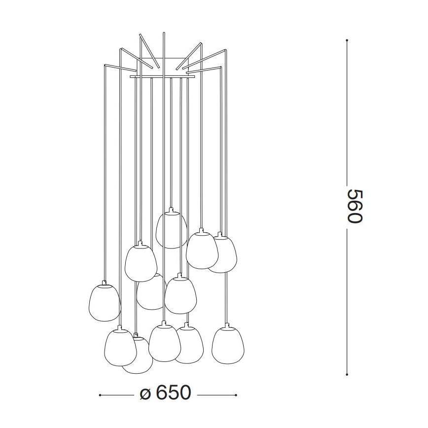 Ideal Lux - Suspension filaire LED RHAPSODY 12xG9/3W/230V laiton
