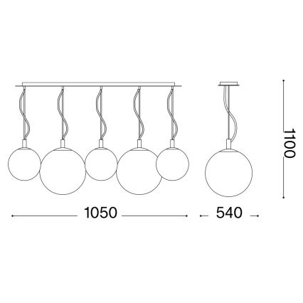 Ideal Lux - Suspension filaire MAPA FADE 5xE27/60W/230V chrome