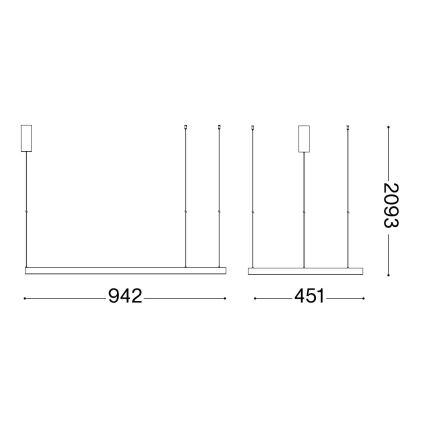 Ideal Lux - Suspension filaire WAVES LED/37W/230V CRI 90 laiton