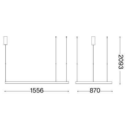 Ideal Lux - Suspension filaire WAVES LED/54W/230V CRI 90 laiton