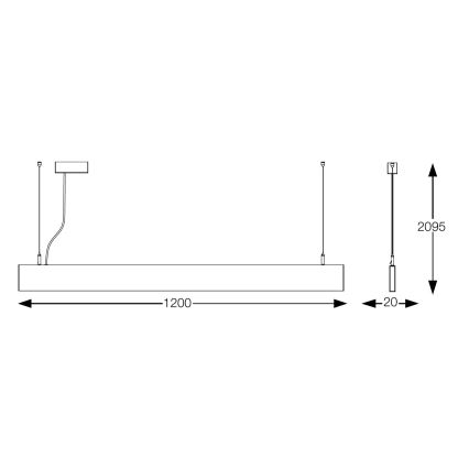 Ideal Lux - Suspension LED STEEL sur câble, 29 W, 230 V, 4000 K, IRC 90, 120 cm, blanche