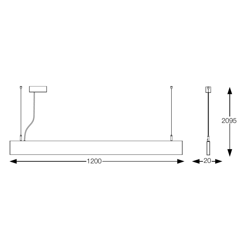 Ideal Lux - Suspension LED STEEL sur câble, 29 W, 230 V, 4000 K, IRC 90, 120 cm, blanche